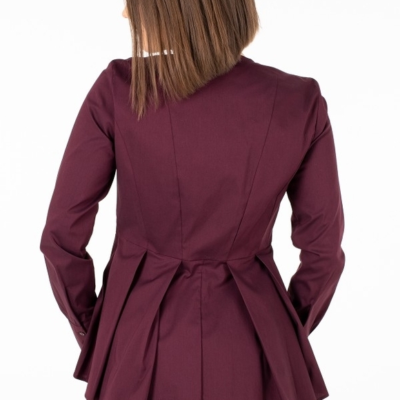 Brooks Brothers burgundy peplum button Front Shirt Burgandy Size 6 EUC - Picture 2 of 9